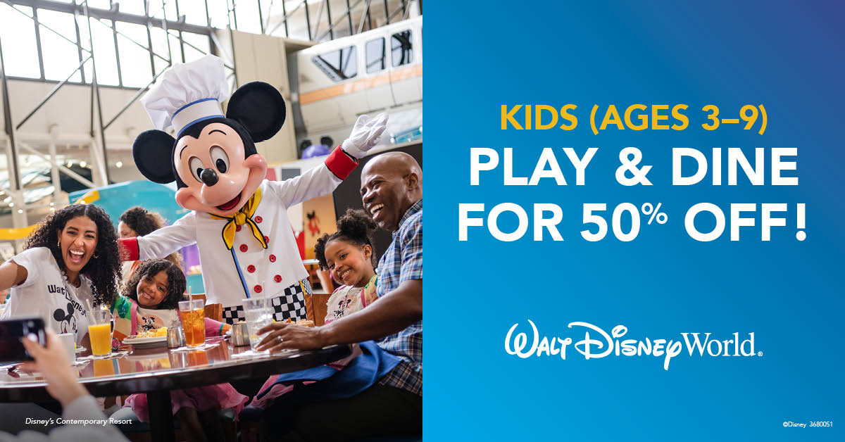 Walt Disney World 2024 Kids Play and Dine Half-Price